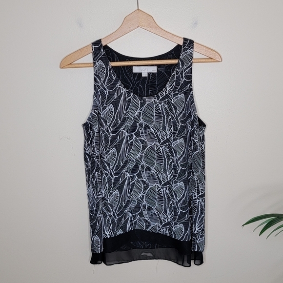 Loft | Petite Layered Leaf Print Tank Blouse - Picture 1 of 4